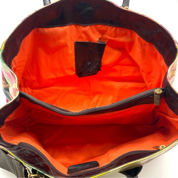 MAURIZIO TAIUTI FLORAL PAINTING MURAL LEATHER ITALY LARGE SHOULDER TOTE HAND BAG - Picture 5 of 7